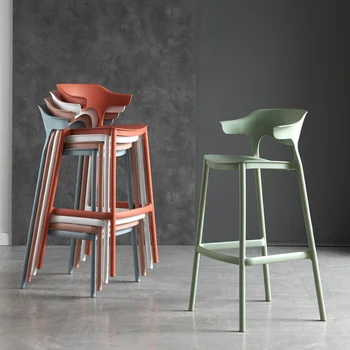 Скандинавская эргономичная спинка барного стула Дизайнерские уличные высокие барные стулья для салона Расслабляющая Пластиковая мебель Cadeira Alta