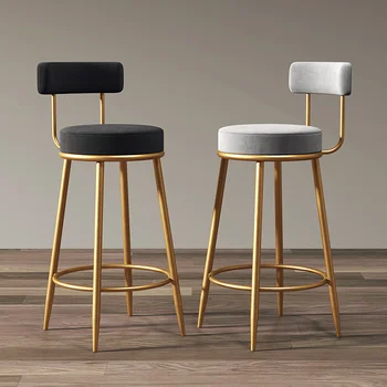 Скандинавский барный стул простой легкий роскошный домашний золотой барный стул высокий стул со спинкой барного стула стойка регистрации