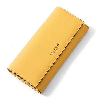 Сумка для визиток, желтый кошелек, универсальная женская длинная сумочка, простой и модный кошелек, женский однотонный цвет