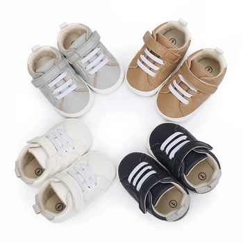 Теплые кроссовки для маленьких девочек и мальчиков из искусственной кожи с противоскользящей мягкой подошвой, кроссовки для малышей, обувь для первых ходунков 0-18 месяцев