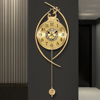 Тихие Настенные Часы Нового Дизайна Vintage Fancy Gold Элегантные Настенные Часы С Маятником в Скандинавском Стиле, Цифровые Креативные Роскошные Reloj Pared Home Decor