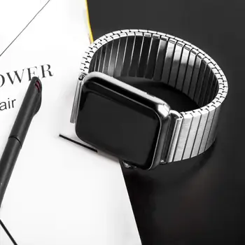 Эластичный ремешок для Apple watch band 44мм 40мм 42мм 38мм Ремешок Для Часов из нержавеющей стали Металлический ремень браслет iWatch series 3 4 5 se 6